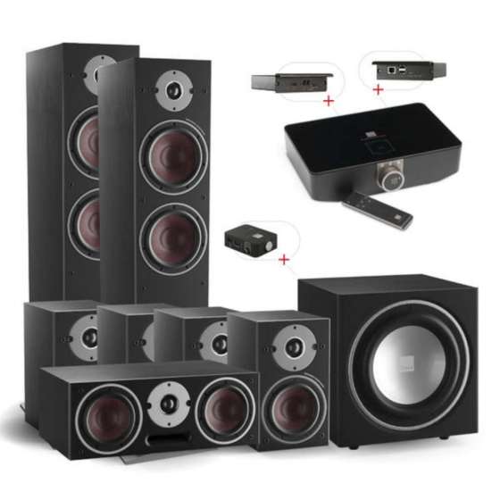 Dali Home Cinema Set 7.1 Oberon 7 C + Oberon 1 C + Oberon Vokal C + Sub E-9F + Sound Hub inclus HDMI & BluOS