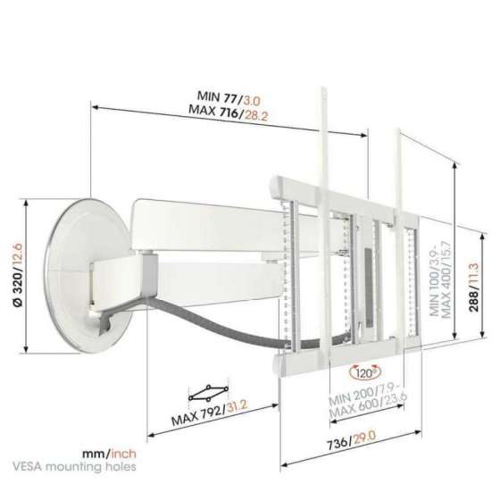 Vogel's TVM 7655 White | Support TV Orientable à Genève | Digistore.ch