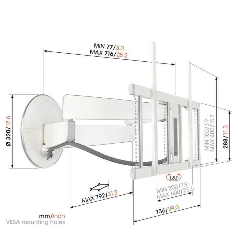 Vogel's TVM 7655 White | Support TV Orientable