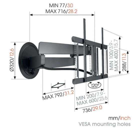 Vogel's TVM 7675 Pro Black | Support TV Orientable à Genève | Digistore.ch