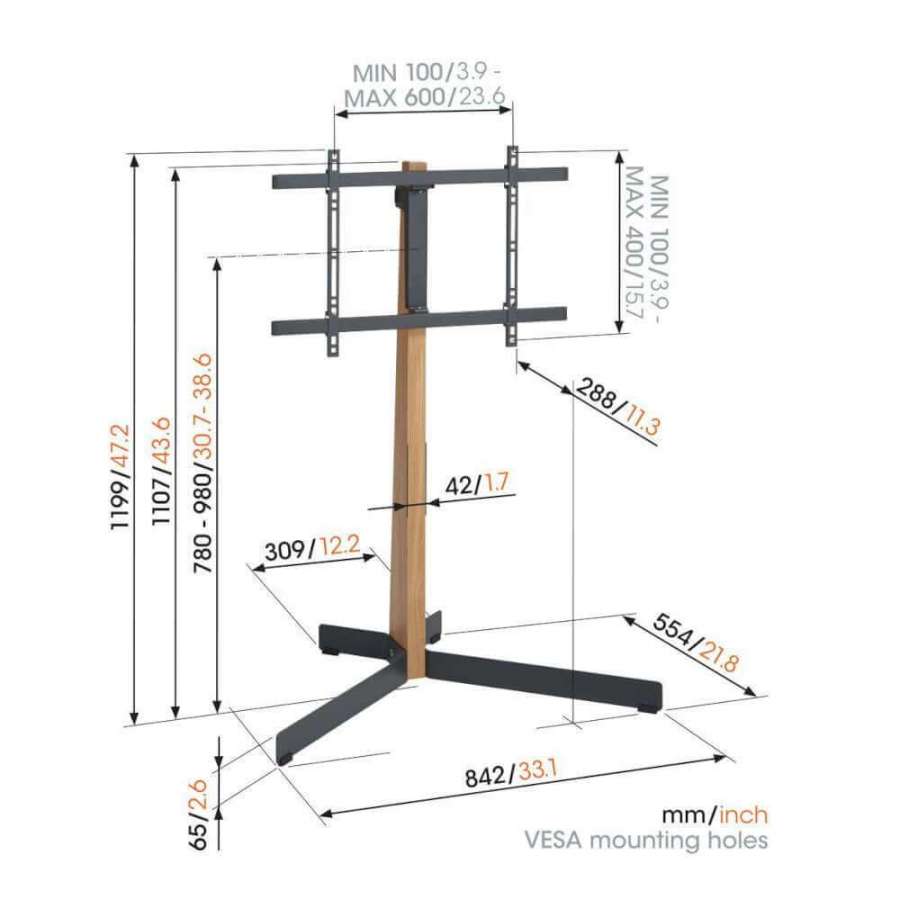 Vogel's TVS 3695 White | Support Pied TV