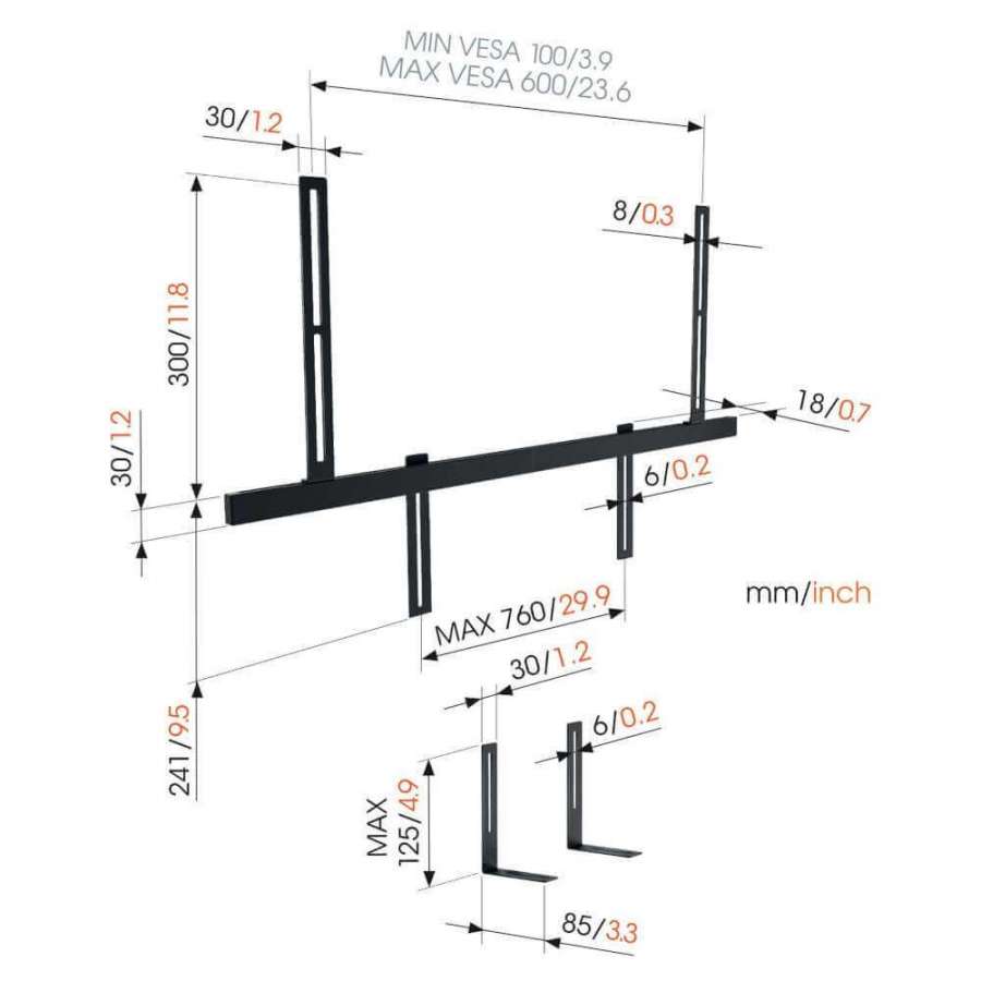Vogel's Sound 3550 | Support pour barre de son
