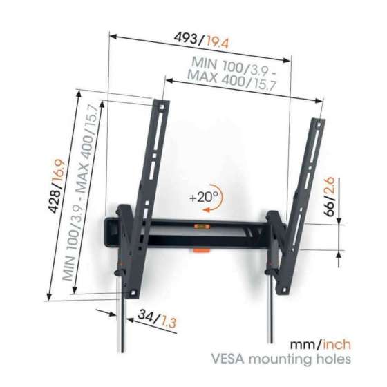 Vogel's TVM 3415 Black | Support TV Inclinable à Genève | Digistore.ch