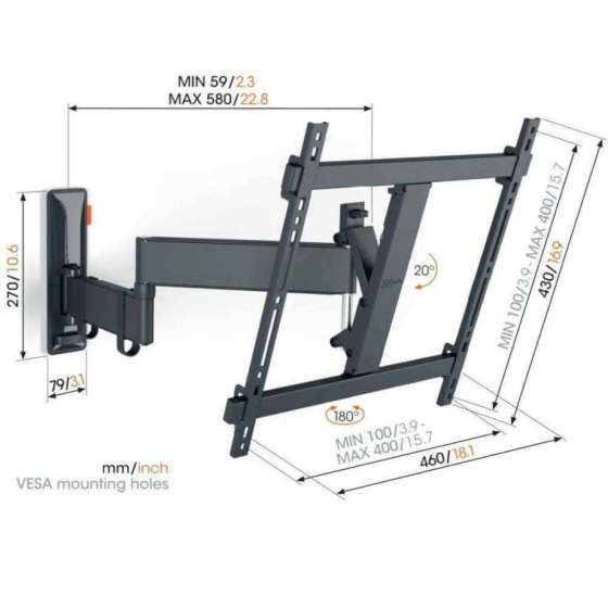 Vogel's TVM 3445 Black | Support TV Orientable à Genève | Digistore.ch