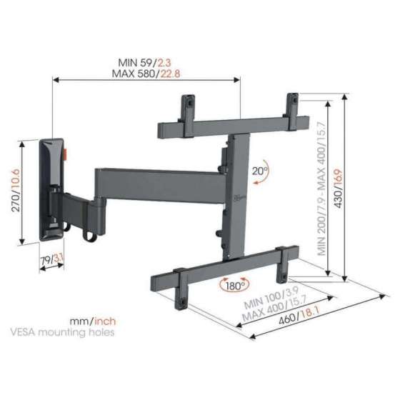 Vogel's TVM 3465 Black | Support TV OLED Orientable à Genève | Digistore.ch