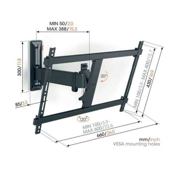 Vogel's TVM 3625 Black | Support TV Orientable à Genève | Digistore.ch