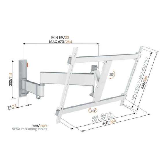 Vogel's TVM 3645 White | Support TV Orientable à Genève | Digistore.ch