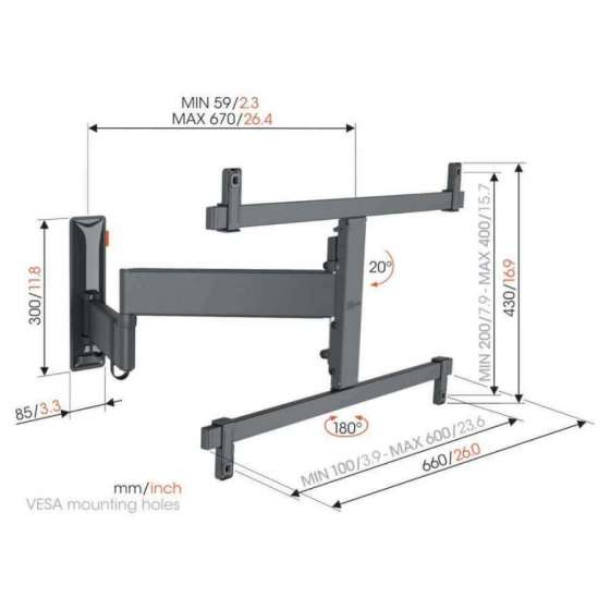 Vogel's TVM 3665 Black | Support TV OLED Orientable à Genève | Digistore.ch
