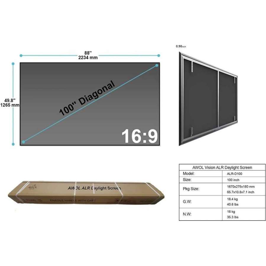 Awol Daylight ALR-D120 | ALR 120 inch fixed projection screen
