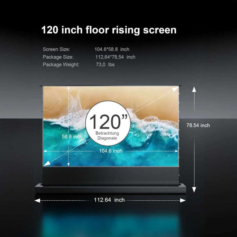Awol Cinematic+ ALR-F220C | ALR 120 inch Motorized Floor Rising Acoustic Screen