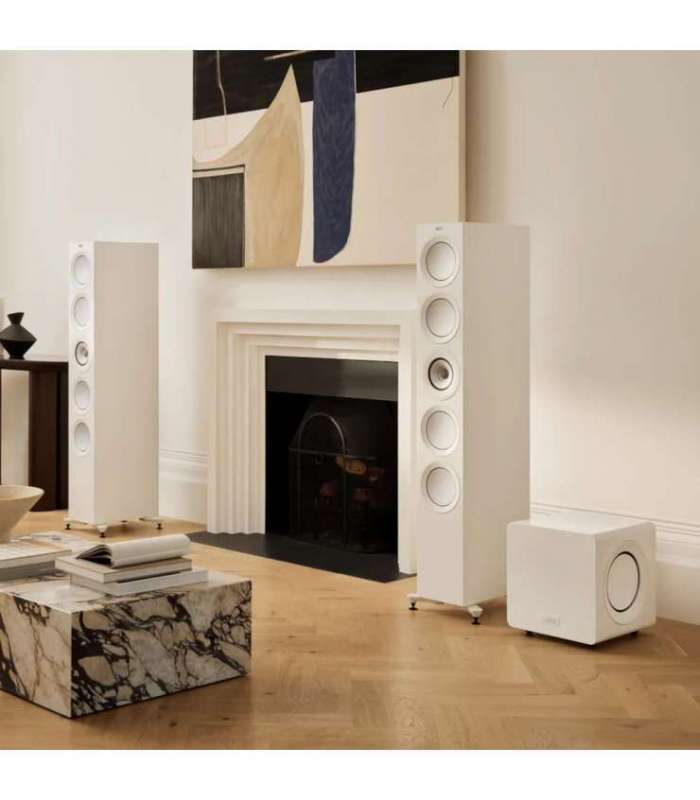 KEF KC92 Gloss White | Caisson de Basses à Double Haut-Parleur et Annulation de Force