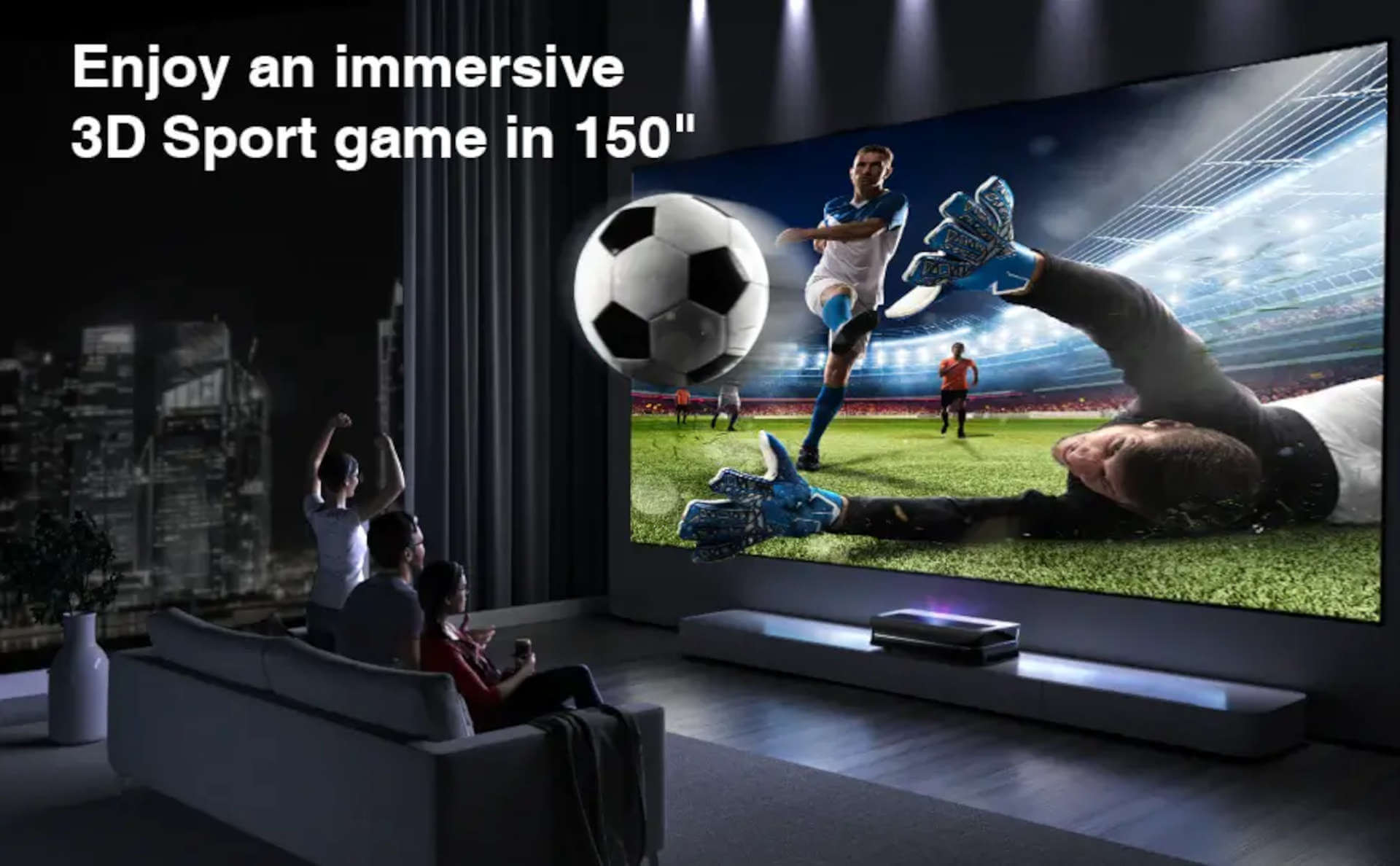 Awol Vision DG002 DLP Link 3D Glasses 2-Packs | Profitez d'un jeu de sport immersif en 3D sur un écran de 150 pouces.