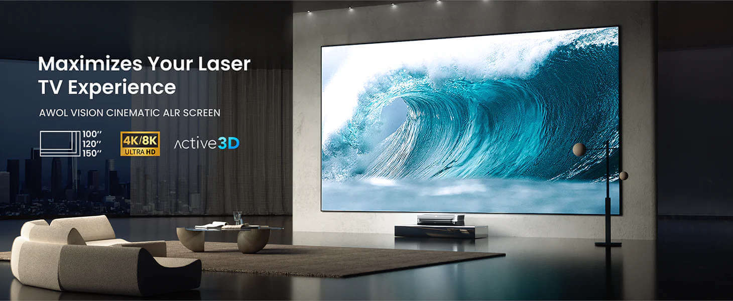 Awol Vision Cinematic ALR-C100 | Optimisez votre expérience de la télévision laser | Écran cinématique ALR 100 pouces 4K/8K