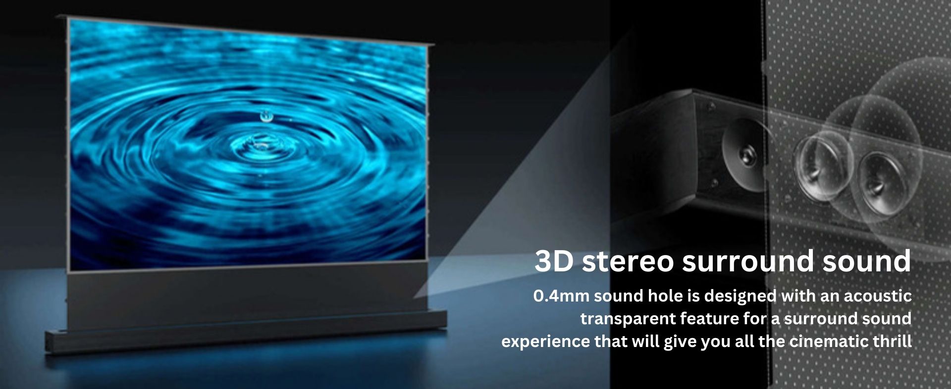 Awol Vision Cinematic ALR-F210C | Son surround stéréo 3D | Le trou sonore de 0,4 mm est conçu avec une fonction de transparence acoustique pour une expérience de son surround qui vous procurera toutes les sensations cinématographiques.