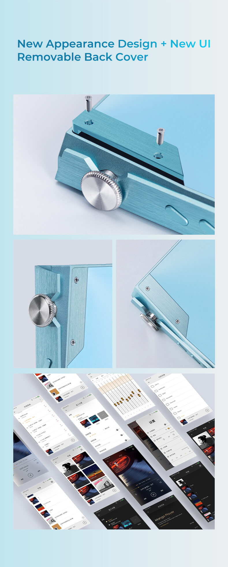 Nouveau design d'apparence + nouvelle interface utilisateur. Couvercle arrière amovible.