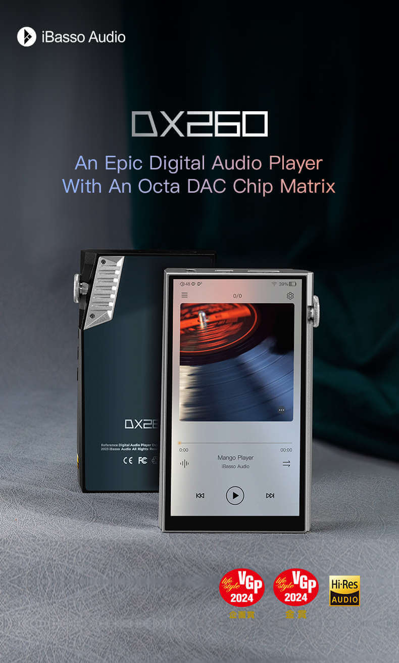 iBasso Audio présente le DX260, un lecteur audio numérique épique doté d'une matrice de puces DAC octa. Ce dispositif offre une expérience sonore immersive, avec une qualité audio exceptionnelle et des performances haut de gamme. Le DX260 est conçu pour les audiophiles à la recherche d'une reproduction fidèle et riche de leur musique, tout en offrant des fonctionnalités avancées et un design élégant.