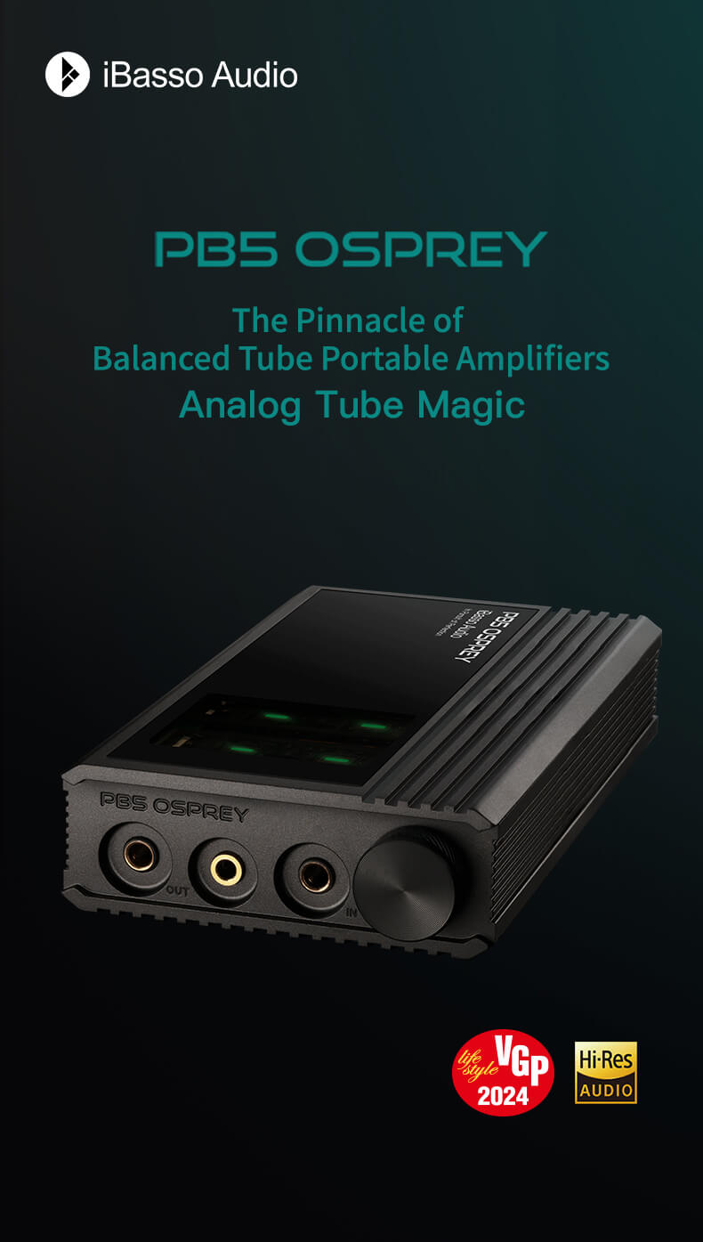 iBasso Audio présente le PB5 OSPREY, l'apogée des amplificateurs portables. Découvrez la magie des tubes analogiques dans cet amplificateur portable à tubes équilibrés.