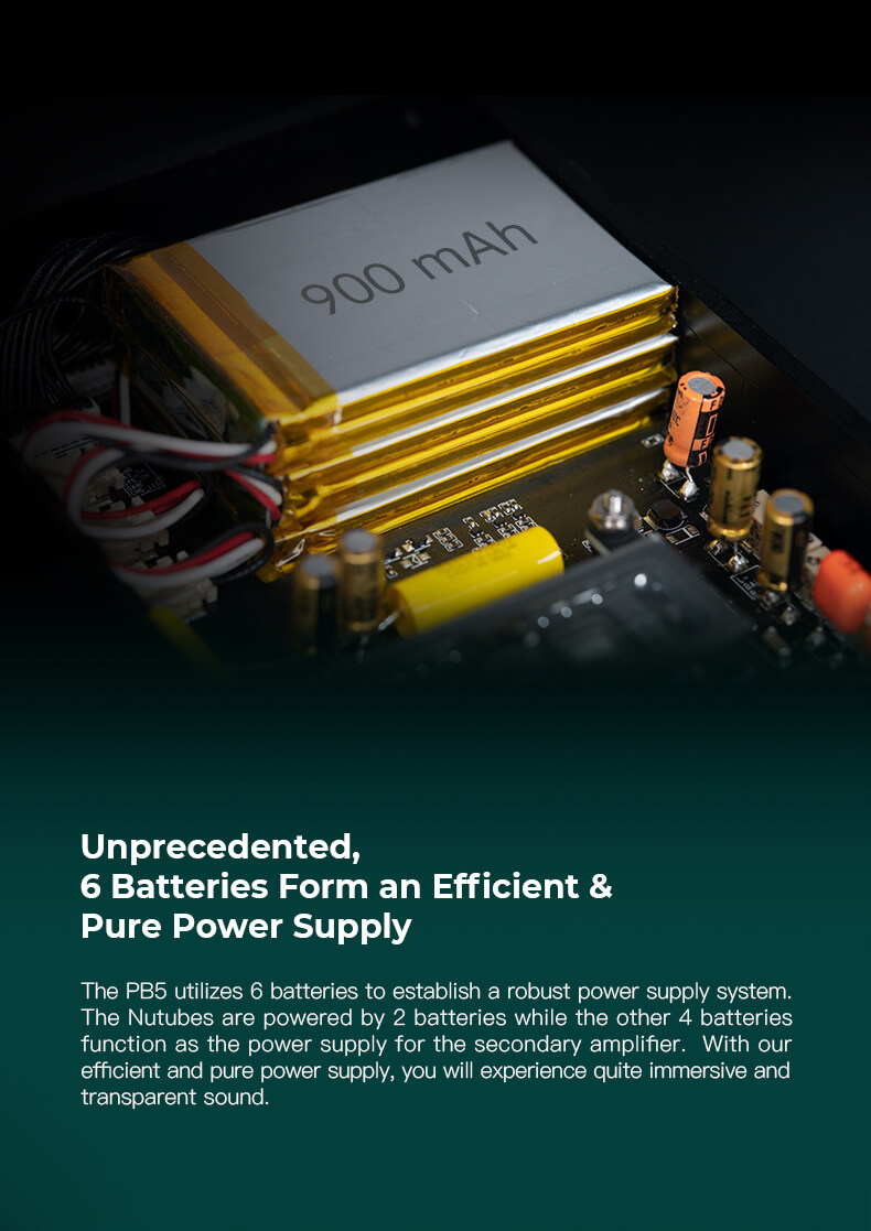 Le PB5 OSPREY d'iBasso Audio est équipé de 25 tubes à vide Dual Nutube 6P1. Fabriqué par KORG et Noritake, le Nutube de 6ème génération offre les caractéristiques sonores riches et harmoniques des tubes triodes traditionnels, tout en permettant des économies d'énergie, une miniaturisation et une amélioration de la qualité sonore. L'amplification de la tension réalisée avec le Nutube garantit un son captivant et distinctif de tube à vide, tout en assurant une linéarité exceptionnelle.