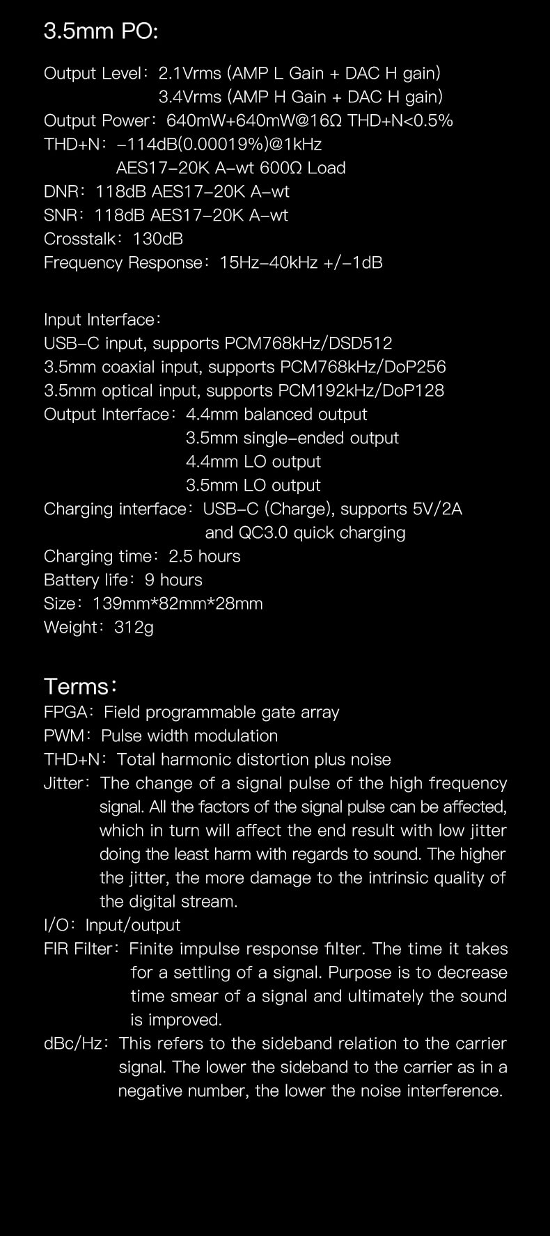 Niveau de sortie flexible avec une puissance élevée, une faible distorsion et une excellente qualité audio, prenant en charge une gamme étendue de formats jusqu'à PCM768kHz/DSD512.