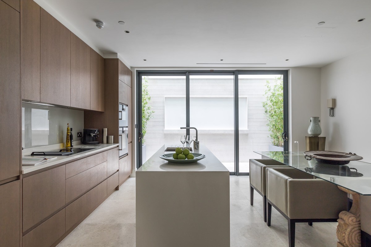 Wood kitchen with a central island