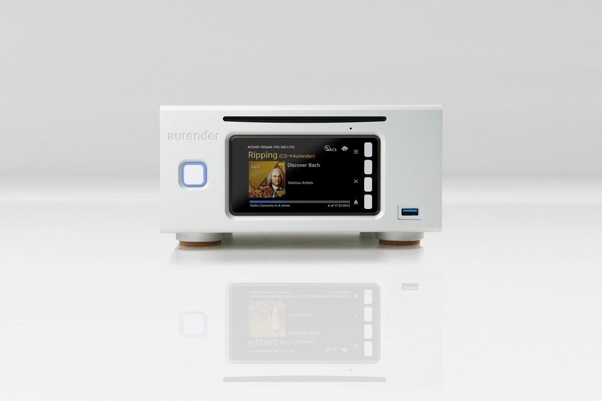 Serveur de contenu Aurender ACS100 en finition argent, face avant