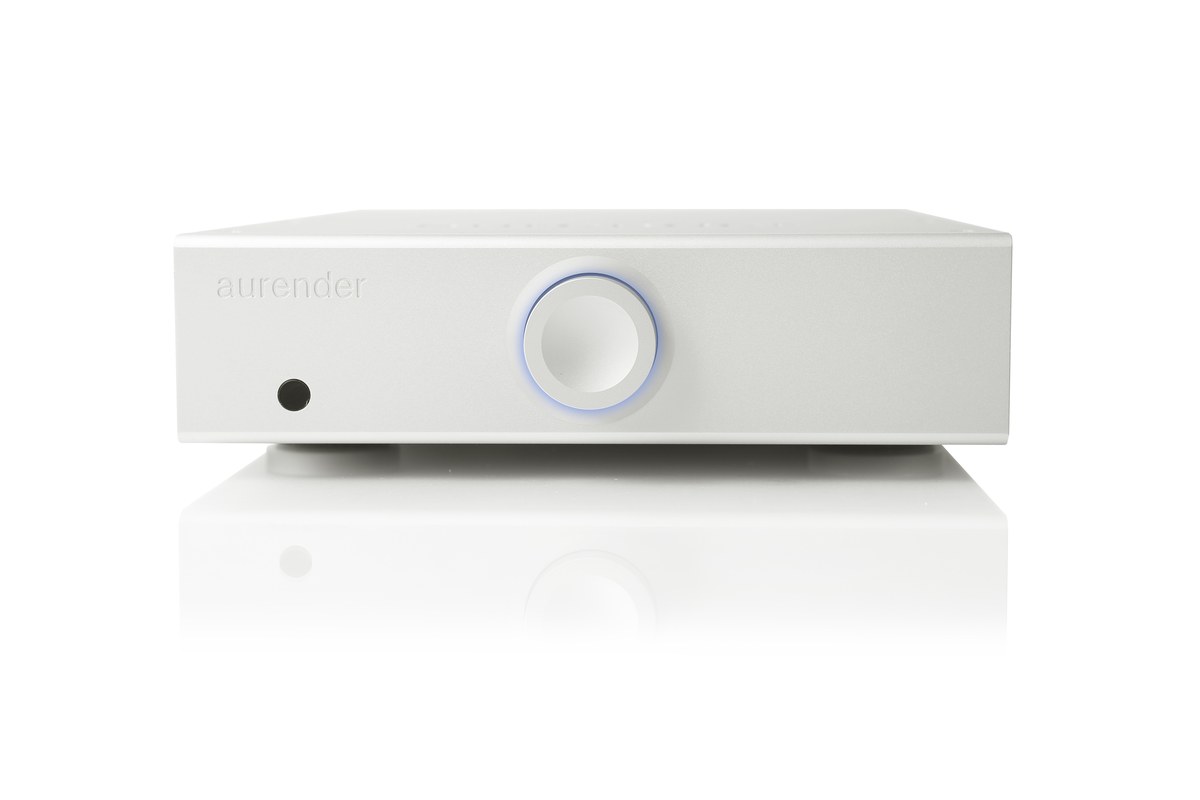 Amplificatore DAC Aurender X725 in finitura argento, frontale e manopola