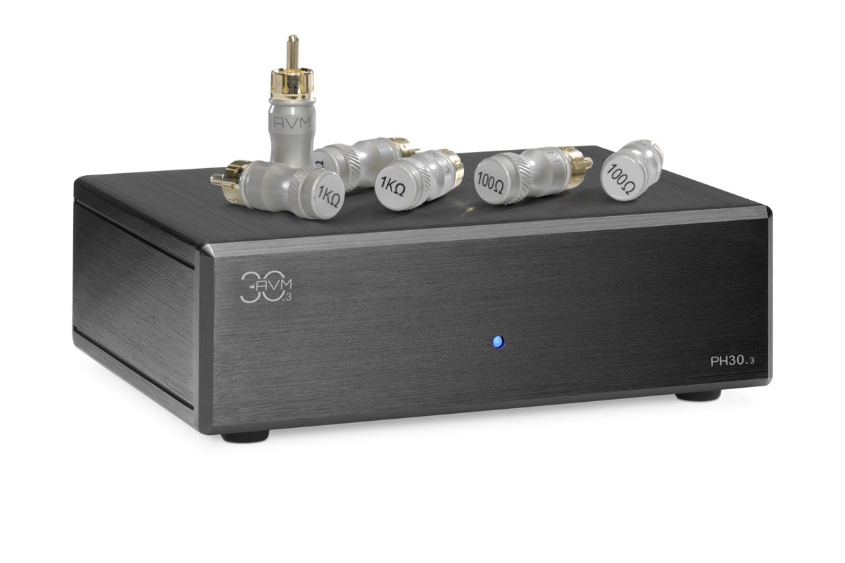 AVM pH 30.3 Face view, black aluminum housing and blue diode