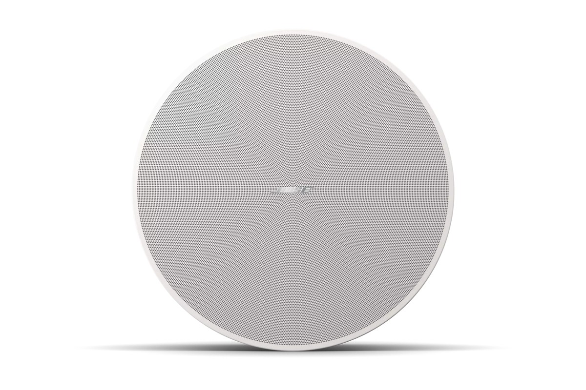 Subwoofer and ceiling loudspeakers recessed in the same suspended ceiling