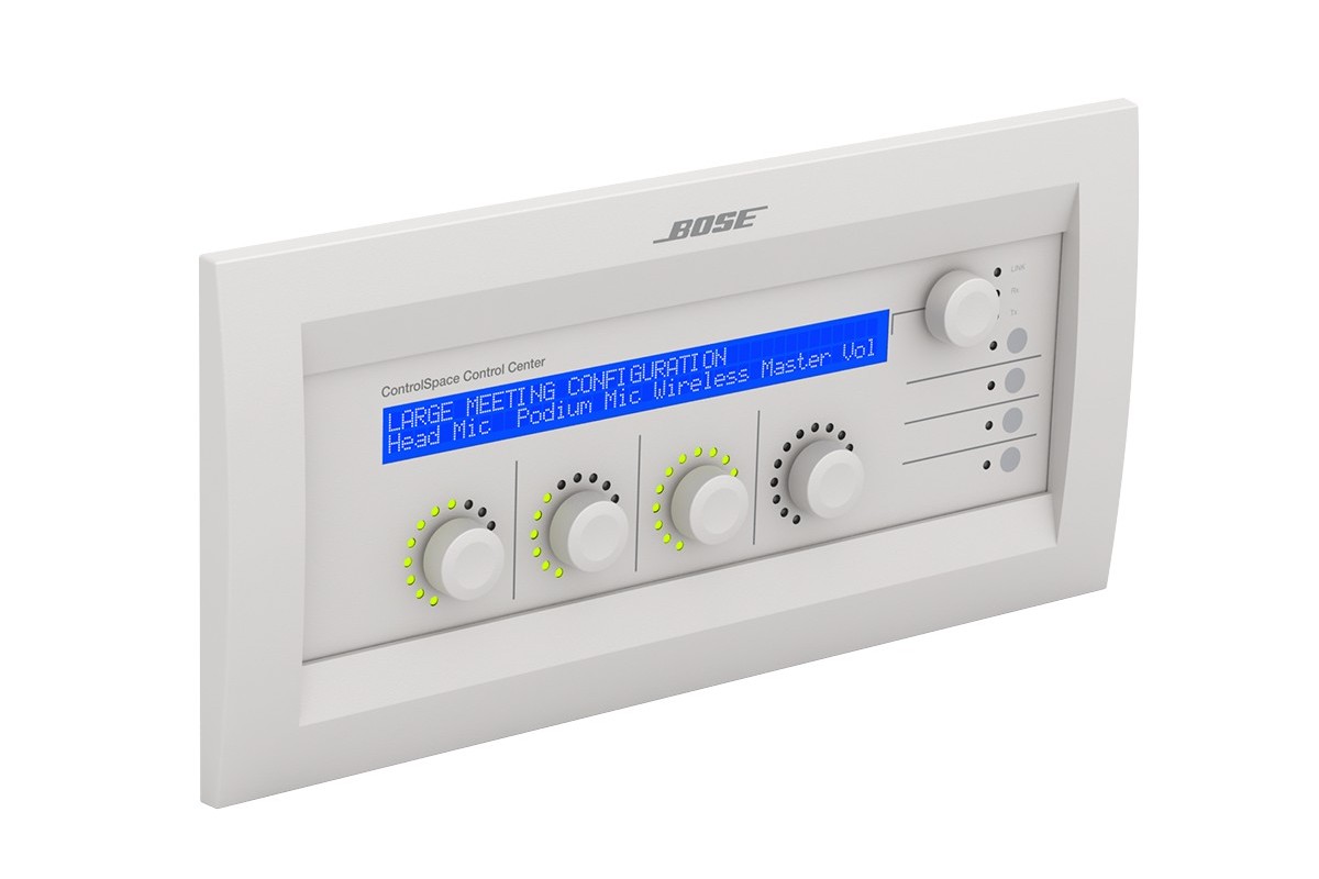 Bose Professional ControlSpace CC-64 white wall-mounted control panel, backlit display and five knobs