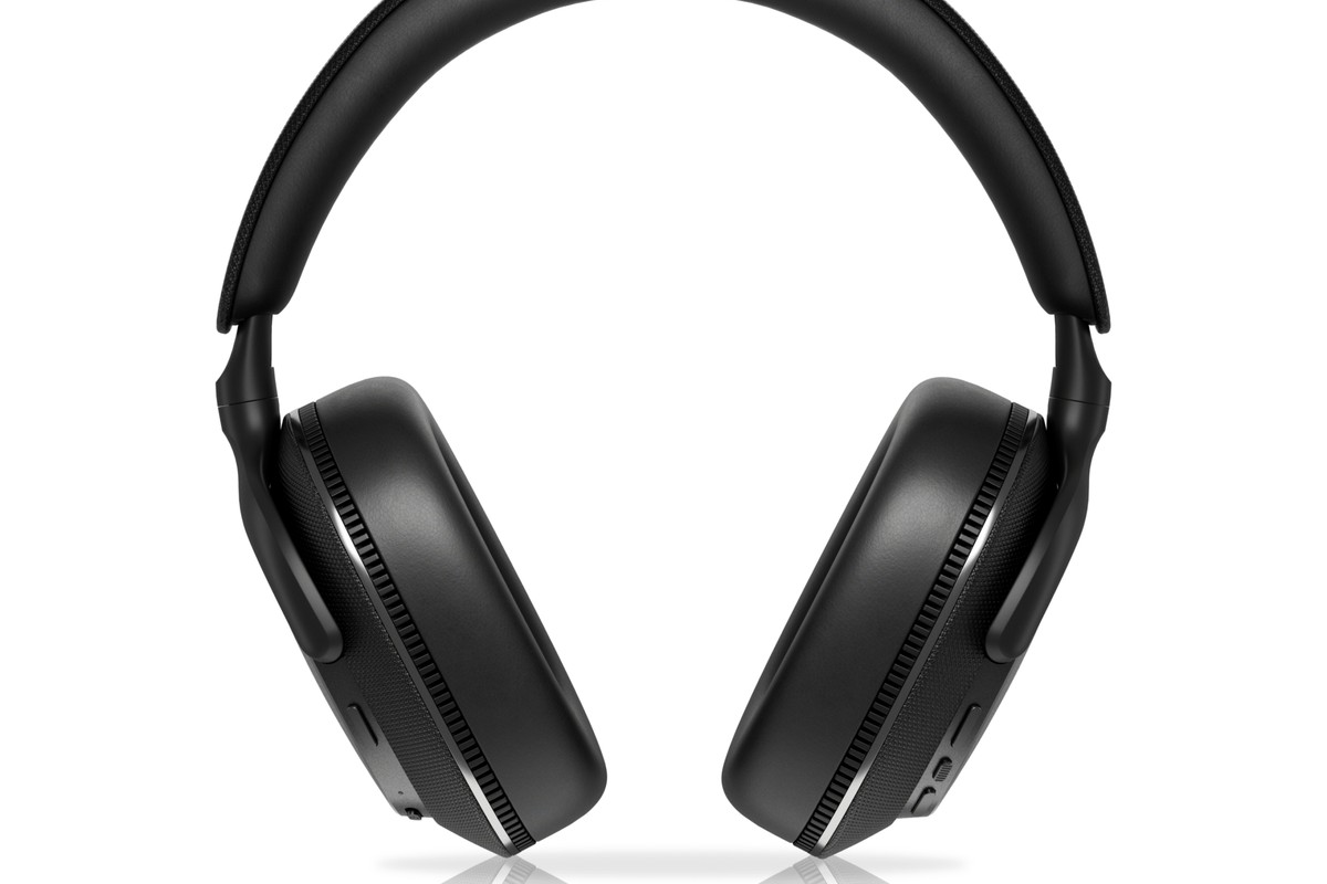 Casque circum-auriculaire noir vu de face, arceau et écouteurs