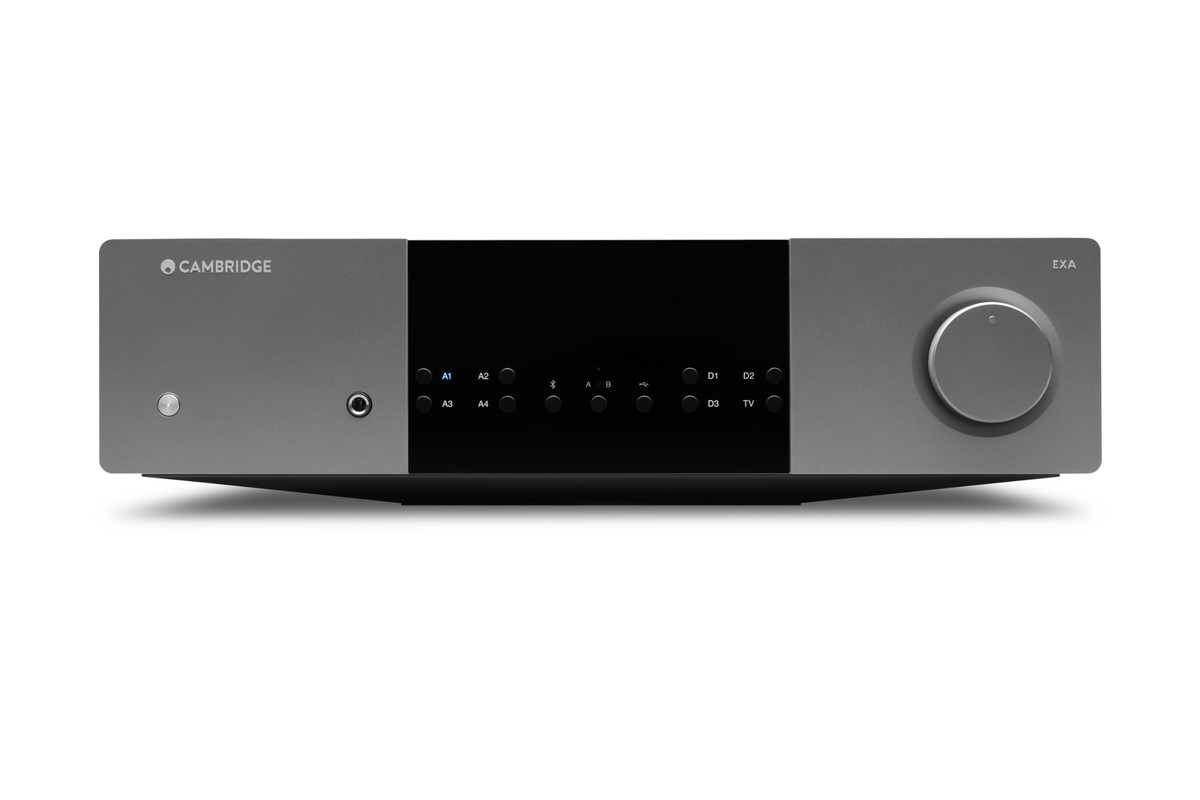 Amplificateur intégré vu de face, molette de volume moletée