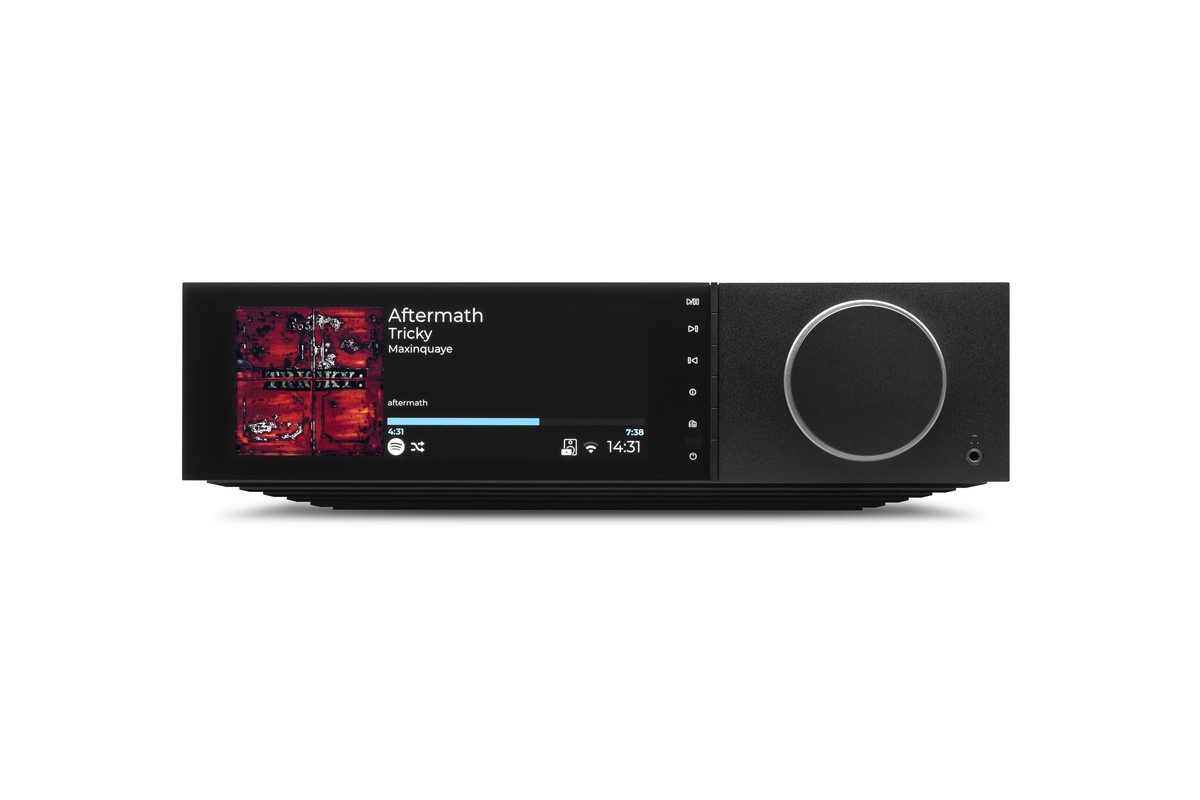 Amplificateur streaming vu de face, molette double concentrique