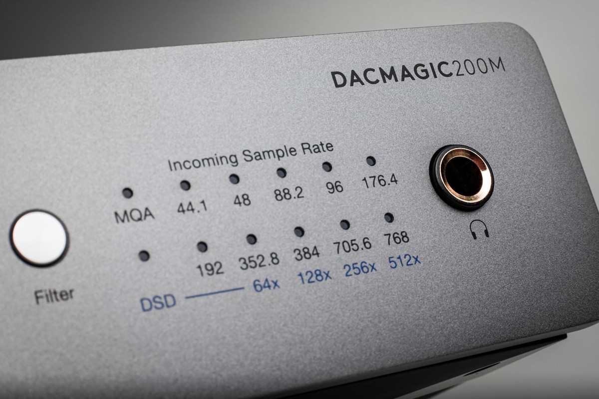 Façade du DacMagic 200M et ses indicateurs de fréquence d'échantillonnage