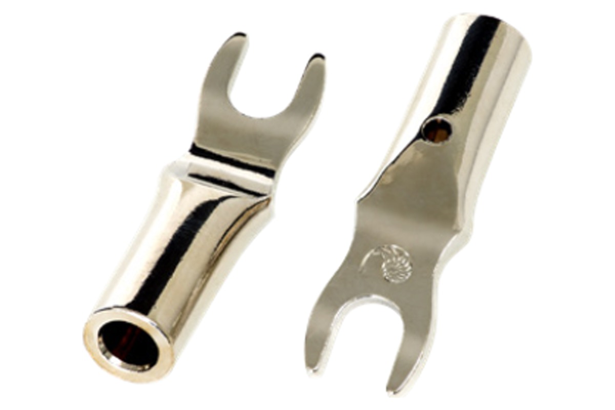 Pair of rhodium-plated CGMS spade lugs, front and side view