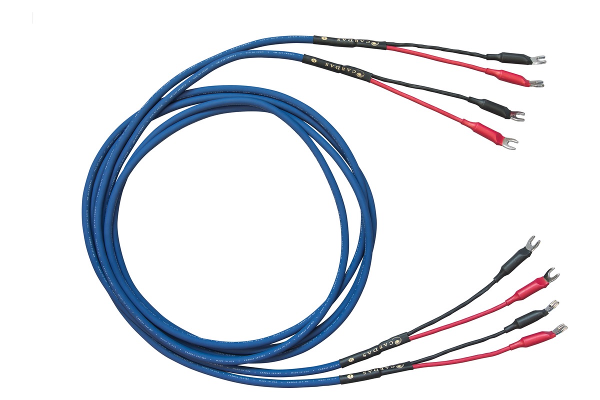 Another view of the blue cable with its four spade lugs at each end