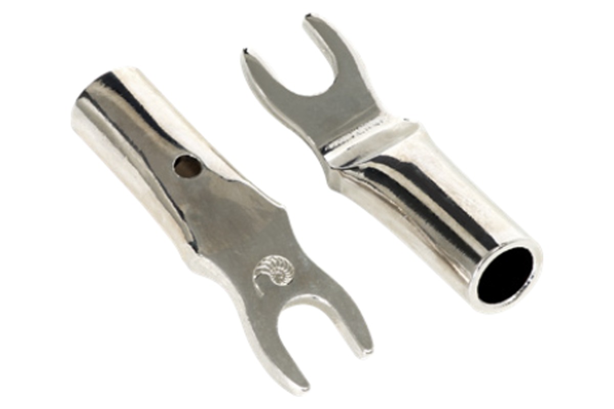 Two silver CGMS spade lugs, solder tube open