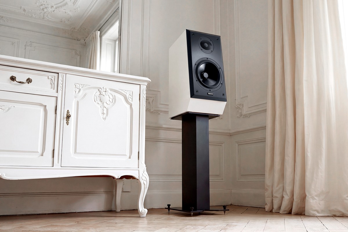EPOS ES14N on its dedicated stand in a classic interior