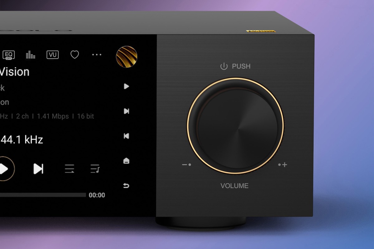 Streamer Eversolo DMP-A6 Master Edition Gen 2 des Gesichts mit seinem Volumenrad