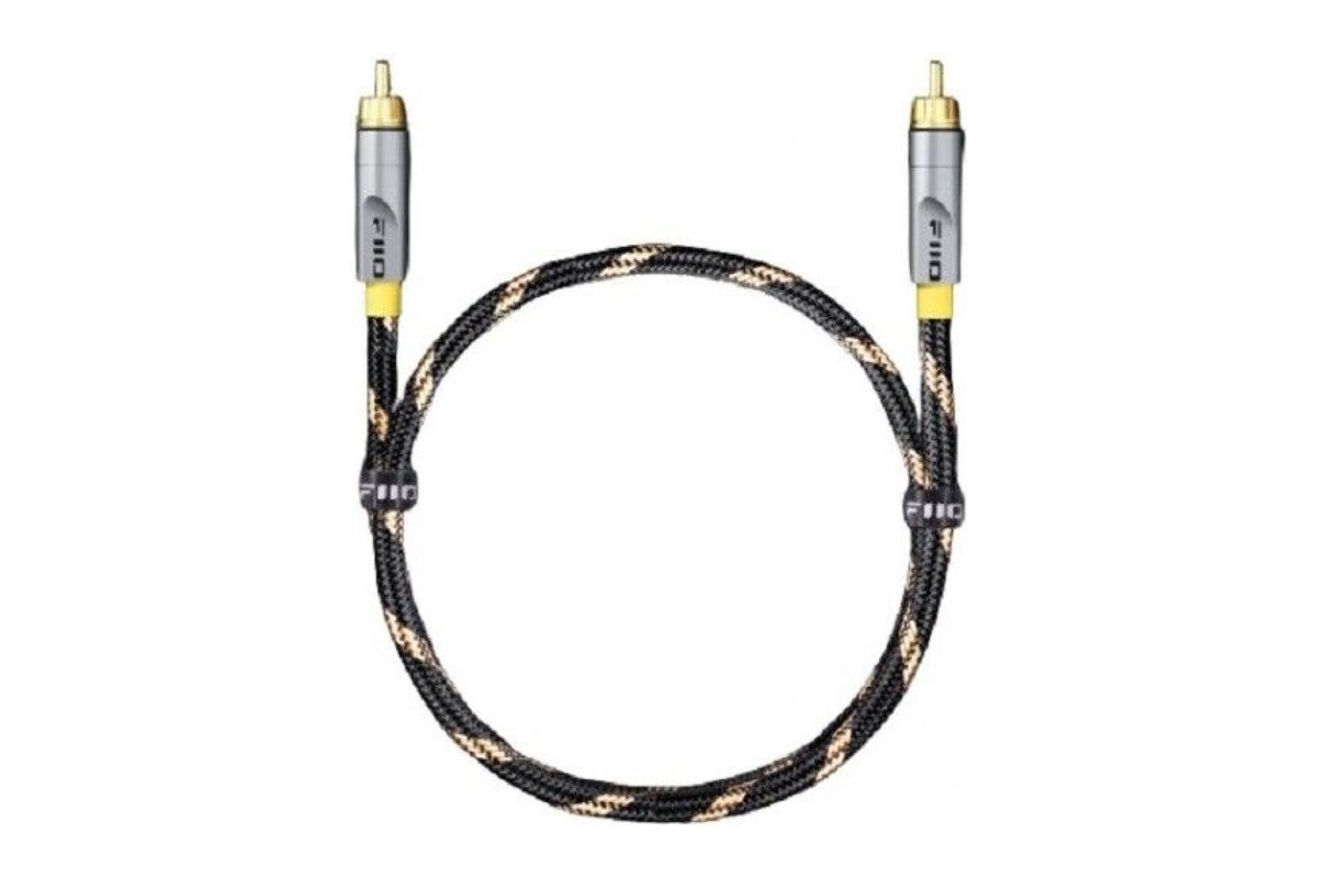 Câble coaxial numérique tressé nylon noir et or, fiches RCA plaquées or aux deux extrémités