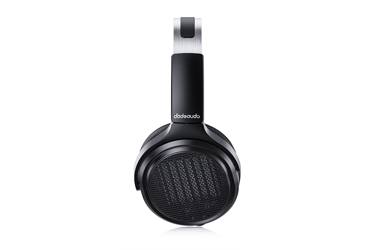 The headphones connected to a small portable amplifier