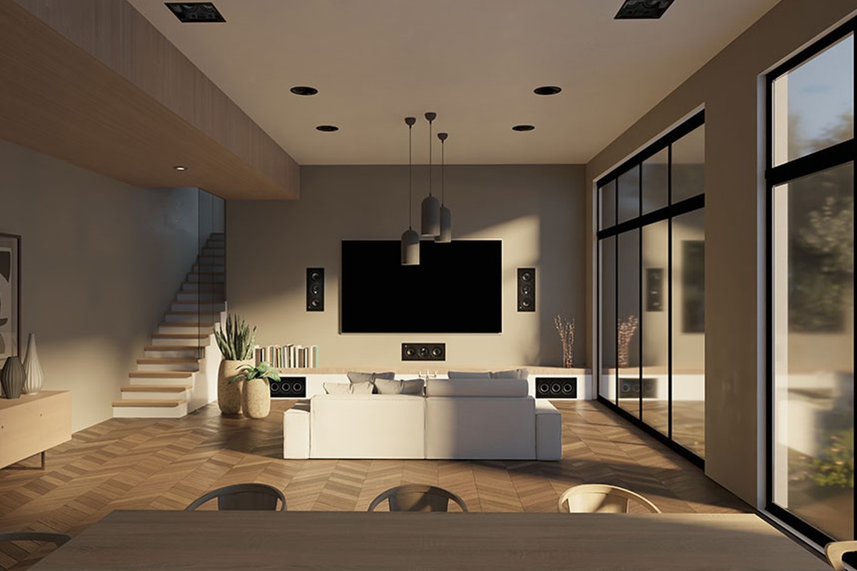 Focal 1000 IW6 encastree dans un mur de salon