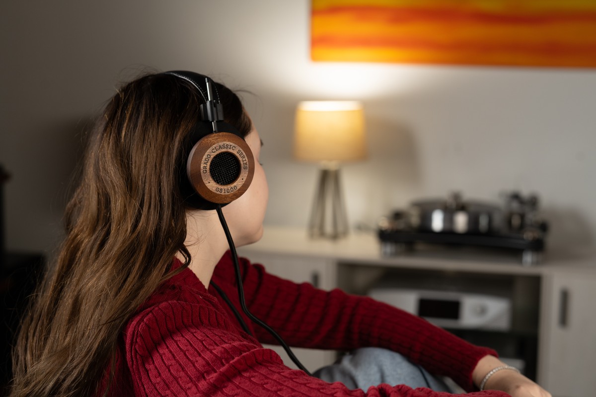 Grado GS1000 usurato, cavo d'argento visibile