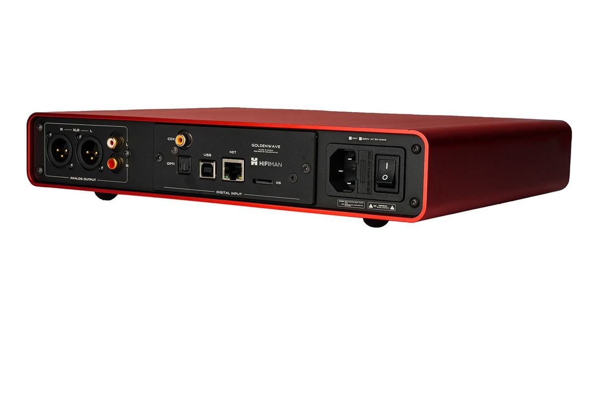 Rear panel: digital inputs, XLR and RCA outputs, network socket