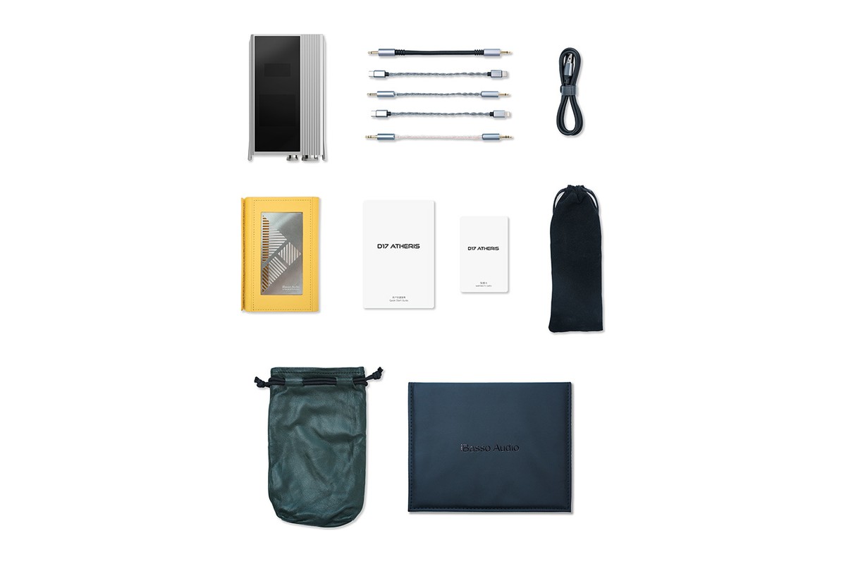 Contenu de la boîte avec câbles, étui et accessoires