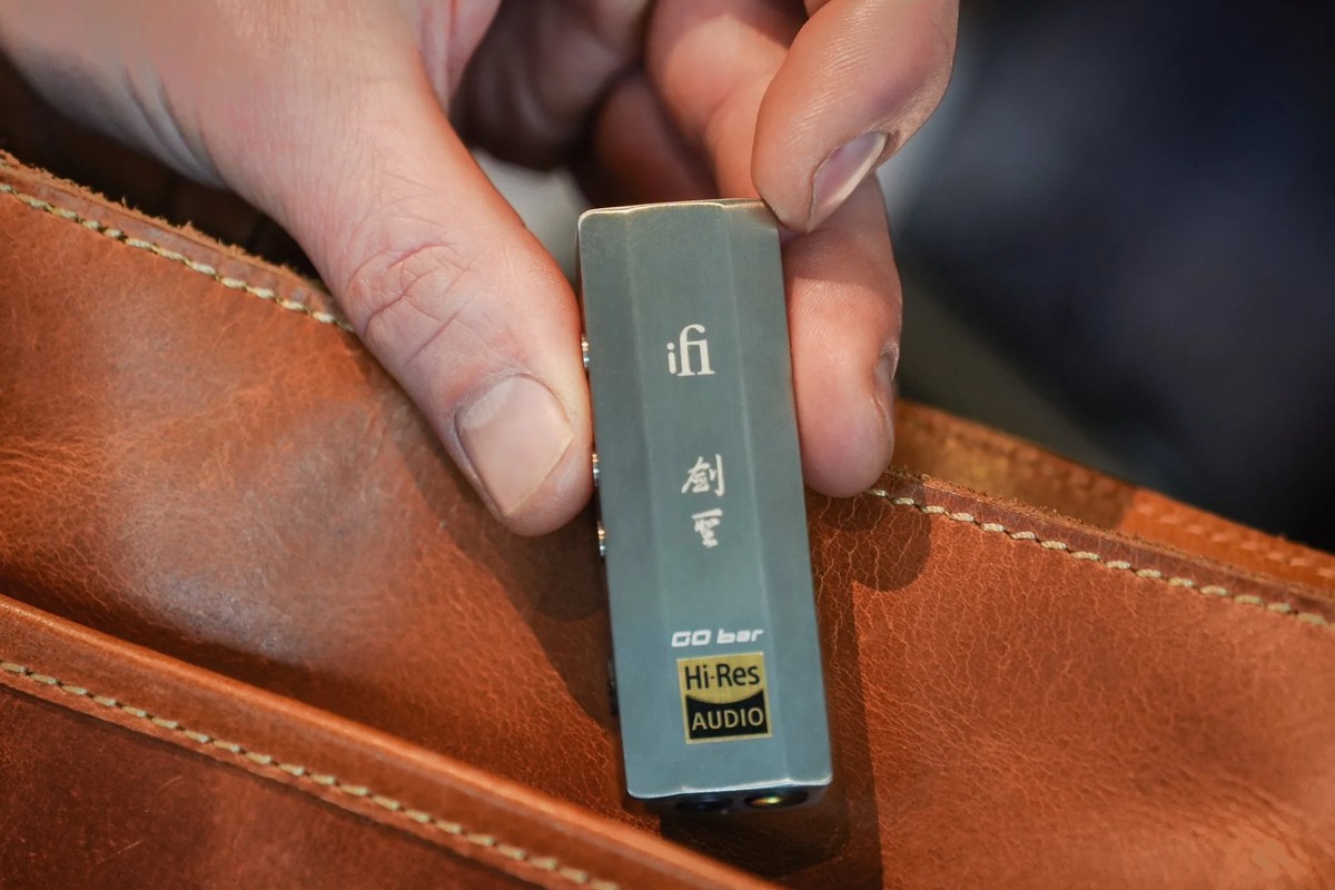 Engraved unit slipped into a brown leather bag