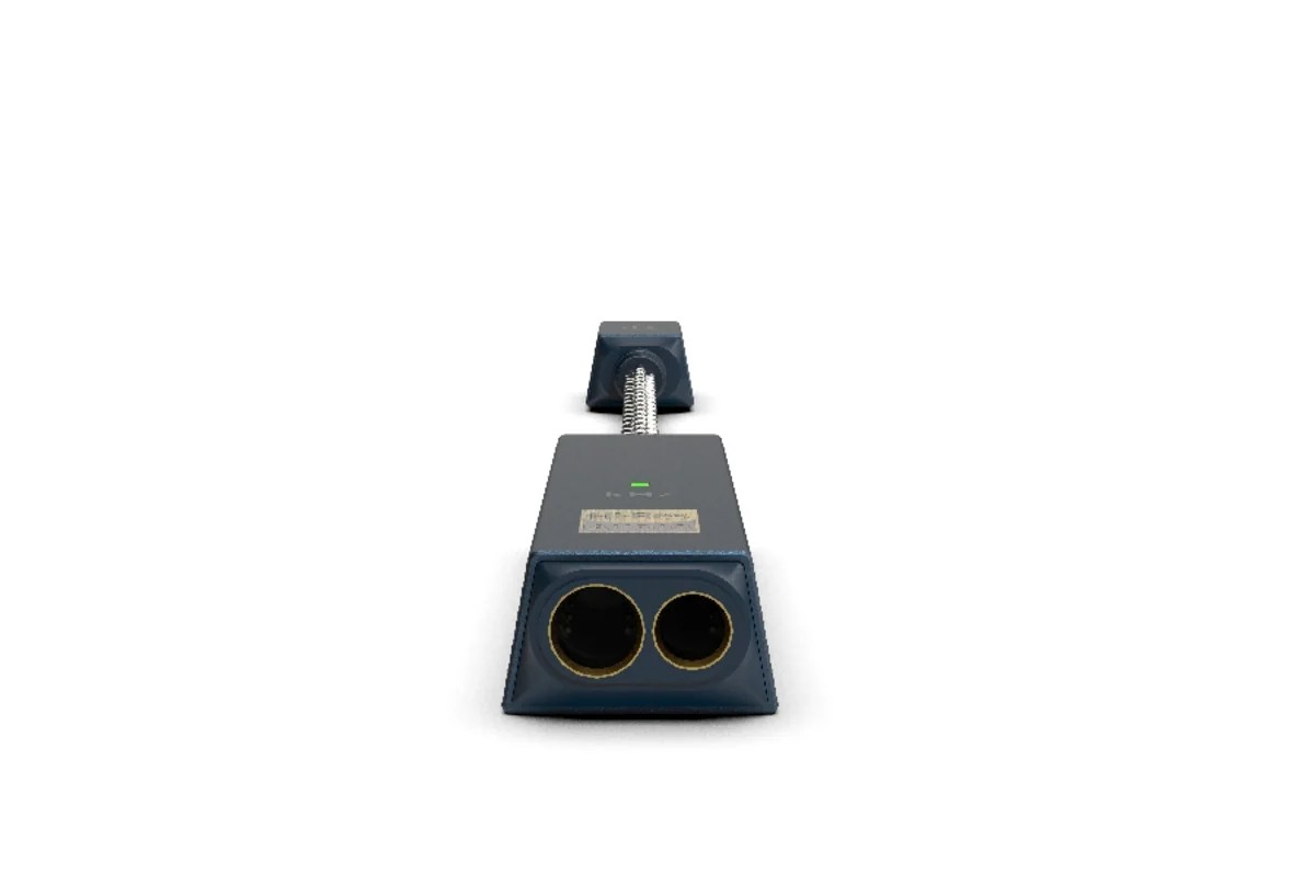 End of the unit with the two headphone sockets