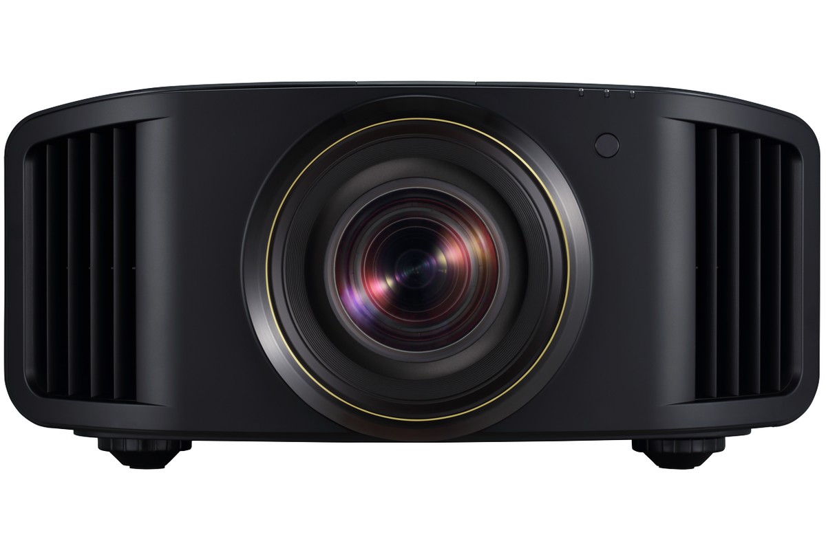 Vidéoprojecteur JVC DLA-RS4200 vu de face, objectif de grand diamètre