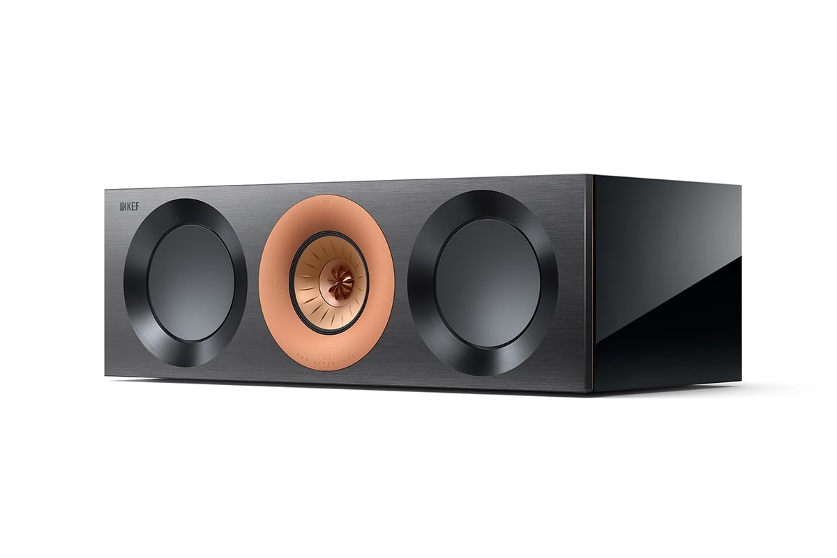 Enceinte centrale vue de face, finition noir brillant