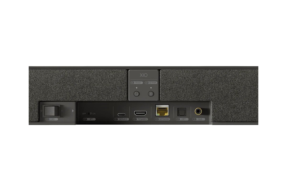 Panneau de connectique arrière avec HDMI eARC, optique et Ethernet