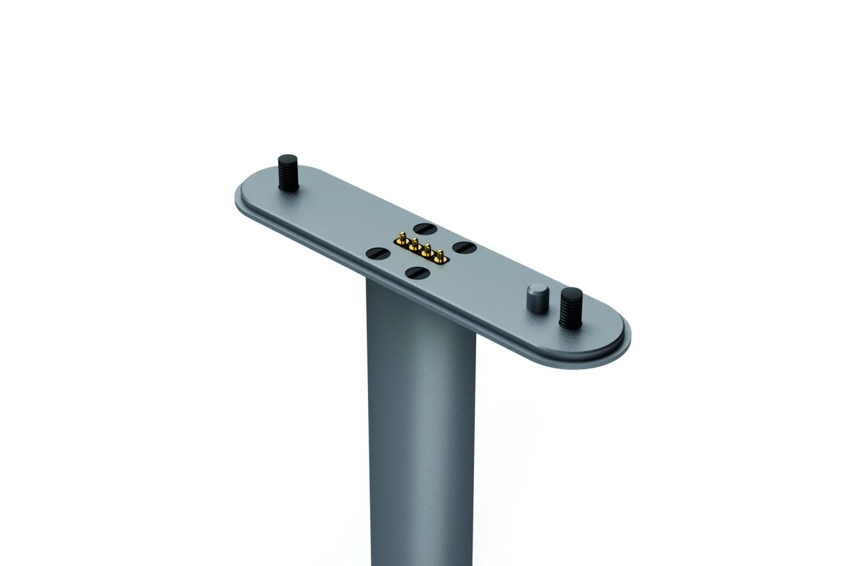 Projector stand mounting plate with connection pins and screws